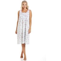 Camille Women's Floral Lightweight Sleeveless Summer Nightdress in Aqua | Size: 10-12