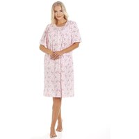 Camille Women's Short Sleeve Button Up Floral Nightdress in Pink | Size: 22-24