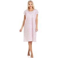 Camille Women's Classic Floral Print Short Sleeve Nightdress in Pink | Size: 22-24
