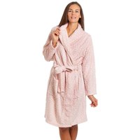 Camille Women's Supersoft Shawl Collared Leopard Print Bathrobe in Baby Pink | Size: 18-20