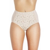 Camille Women's Three Pack Lace Front Full Briefs in Beige | Size: 18