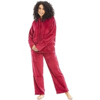 Camille Women's Supersoft Hooded Pyjama Set in Magenta | Size: 10-12