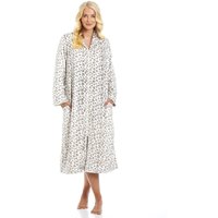 Camille Women's Supersoft Fleece Zip Up Animal Print Robes in Light Beige | Size: 10-12