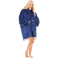 Camille Women's Supersoft Oversized Hoodie Heavy Weight Sherpa Fleece Wearable Hooded Blanket with Elasticated Cuffs & Giant Pocket in Navy