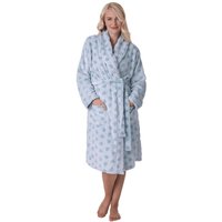 Camille Women's Luxurious Supersoft Printed Bathrobe in Aqua | Size: 18-20