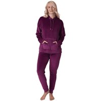 Camille Women's Supersoft Velour Loungewear Pyjama Set in Burgundy | Size: 12-14