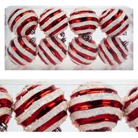 VFM e-Store Red & White Stripe Baubles Candy Cane (8 Pack) - Christmas Decorations