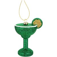 VFM e-Store Green Glitter Cocktail Decoration Hand Painted Hanging Christmas