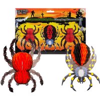 VFM e-Store Halloween Spider Hanging Honeycomb Decoration Set of 3 Trick or Treat in Red