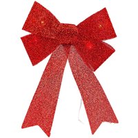 VFM e-Store Light Up Tinsel Bow Christmas Decoration X 1 29cm x 43cm x 10cm Red | Size: 29 cm x 43 cm x 10 cm