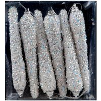 VFM e-Store Christmas Tree Decoration Crystal Look Icicles Ornament 6 in White