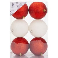 VFM e-Store Christmas Bauble Decoration Hanging Tree Ornament X 6 10cm Red White