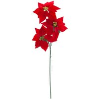 VFM e-Store 3 Head Ponisettia Bunch Christmas Decoration X 1 68cm Red