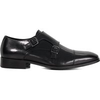 Dune London Men's Wide Fit 'Solutions' Leather Monk Straps in Black | Size: 6
