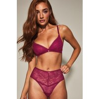 Knickerbox Women's Alice Lace High Waisted Brazilian Knickers in Dark Red | Size: 12