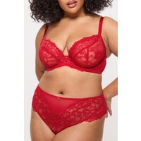 Ann Summers Women's Sexy Lace Fuller Bust Non Padded Plunge Bra in Red | Size: 42GG