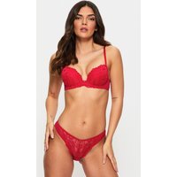 Ann Summers Women's Sexy Lace Brazilian Knickers in Red | Size: 22