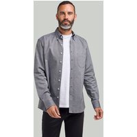 Charcoal Button Down Collar Washed Oxford Shirt