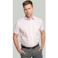 Double TWO Men's New Pink Short Sleeve Cotton Rich Non-Iron Shirt | Size: 18 inches