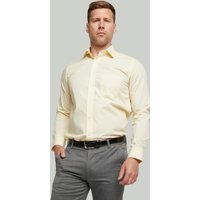 Double TWO Men's Pale Lemon Long Sleeve Cotton Rich Non-Iron Shirt in Yellow | Size: 14.5 in