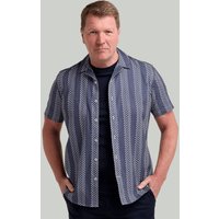 Open Neck Geometric Stripe Short Sleeve Shirt