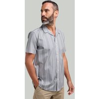 Open Neck Geometric Stripe Short Sleeve Shirt