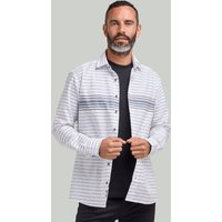 Double TWO Men's Grey Chest Stripe Cotton Casual Shirt | Size: 5XL