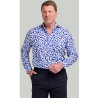 & Blue Floral Print Cotton Shirt
