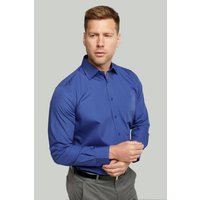 Royal Blue Long Sleeve Cotton Rich Non Iron Shirt Dark Blue inches