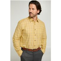 Double TWO Men's Mustard Tattersall Check Warm Handle Shirt in Yellow | Size: 15.5 in