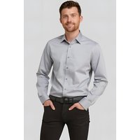 Double TWO Men's Tailored Fit Grey Non-Iron Pure Cotton Twill Shirt | Size: 14.5 in