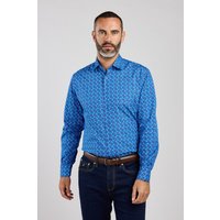 70s Inspired Turquoise Floral Geometric Print Shirt