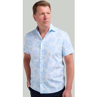 Aqua Floral Print Short Sleeve Shirt