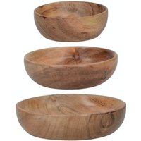 Artesa Set of Three Acacia Wood Serving Bowls in Brown