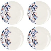 V & A Victoria & Albert Rococo Silk Set Of 4 Dinner Plates in White