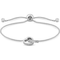 Jon Richard Women's Rhodium Cubic Zirconia Heart Toggle Bracelet in Silver