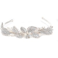 Jon Richard Women's Leah Crystal Pave Leaf & Pearl Tiara - Gift Pouch in Silver