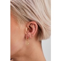 Inicio Women's 14K Real Gold Plated Rose Quartz Charm Hoop Earrings