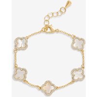 Jon Richard Women's Gold Plated Mother of Pearl Clover Bracelet