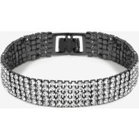 Jon Richard Women's Hematite & Crystal Multi Row Bracelet in Black