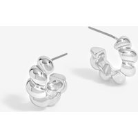 Inicio Women's Silver Plated Twisted Polished Hoops - Gift Pouch