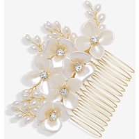 Gold Plated Floral & Crystal Hair Comb