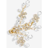 Plated Crystal Spray Floral & Pearl Embellished Hair Slide