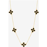 Inicio Women's 14K Gold Plated & Jet Enamel Clover Necklace - Gift Pouch