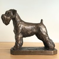 Animal Crackers Schnauzer Dog Figurine In Solid Cold Cast Bronze Designed By David Geenty, Quality Dog Lover Home Decoration