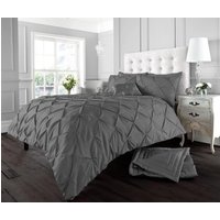Smart Living Polycotton Pintuck Duvet Cover With Pillowcases in Charcoal | Size: Single