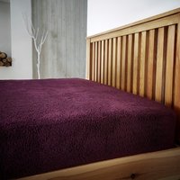 Smart Living Luxury Quality Fitted Teddy Bear Fleece Flannel Fitted Sheet in Aubergine | Size: King Fitted
