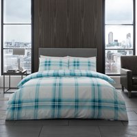 Smart Living Polycotton Bardsley Check Duvet Cover With Pillowcases in Teal | Size: King