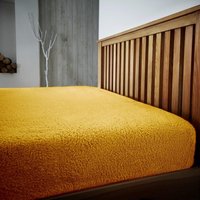 Smart Living Luxury Quality Fitted Teddy Bear Fleece Flannel Fitted Sheet in Gold | Size: Single Fitted