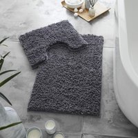 GAVENO CAVAILIA 2 Piece Zero Twist Bath Mat Set in Charcoal